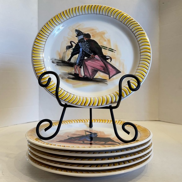 LOFISA Guadalajara Bullfighter Set of 6 Plates Matador Rare Vintage Mexico - Picture 2 of 16